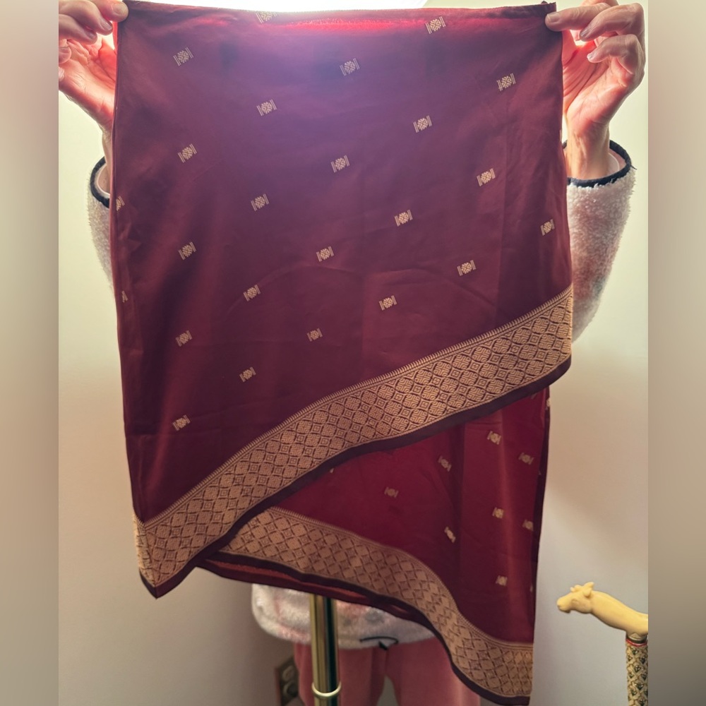 Free people boho vintage asymmetrical silk skirt size L (7)